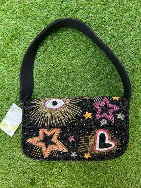 America & Beyond Black Beaded Evil Eye Bag